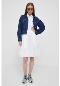 Polo Ralph Lauren sukienka bawełniana kolor biały midi prosta. Okazja: na co dzień. Typ kołnierza: polo. Kolor: biały. Materiał: bawełna. Wzór: gładki, aplikacja. Typ sukienki: proste. Styl: casual. Długość: midi #6