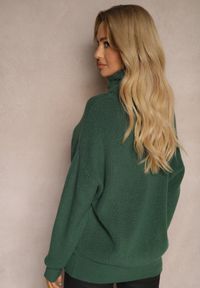 Renee - Ciemnozielony Golf z Domieszką Wiskozy i Kaszmiru Azivara. Okazja: na co dzień. Typ kołnierza: golf. Kolor: zielony. Materiał: wiskoza, kaszmir. Wzór: aplikacja. Styl: casual, elegancki #5