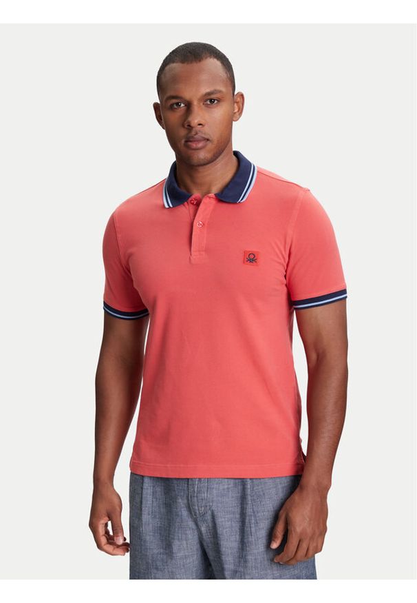 United Colors of Benetton - United Colors Of Benetton Polo 3F9HU302E Bordowy Regular Fit. Typ kołnierza: polo. Kolor: czerwony. Materiał: bawełna