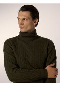Reserved - Wełniany sweter - ciemnozielony. Kolor: zielony. Materiał: wełna #1