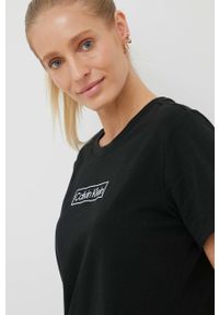 Calvin Klein Underwear t-shirt piżamowy kolor czarny. Kolor: czarny. Materiał: dzianina. Długość: krótkie. Wzór: aplikacja