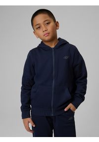 4f - 4F Bluza dresowa regular z kapturem chłopięca - granatowa 158 (12-13 lat). Okazja: na co dzień. Typ kołnierza: kaptur. Kolor: niebieski. Materiał: dresówka. Sezon: lato. Styl: casual #1
