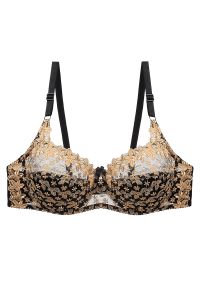 Intica - Koronkowy biustonosz półprzezroczysty na co dzień i specjalne okazje Monique. Kolor: złoty. Materiał: koronka. Wzór: koronka