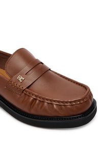 TOMMY HILFIGER - Tommy Hilfiger Lordsy Th Square Toe Leather Loafer FW0FW08977 Brązowy. Kolor: brązowy. Materiał: skóra #4