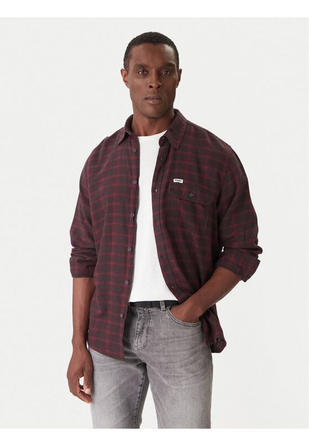 Wrangler Koszula 1 Pkt Flannel 112371522 Bordowy Relaxed Fit. Kolor: czerwony. Materiał: bawełna