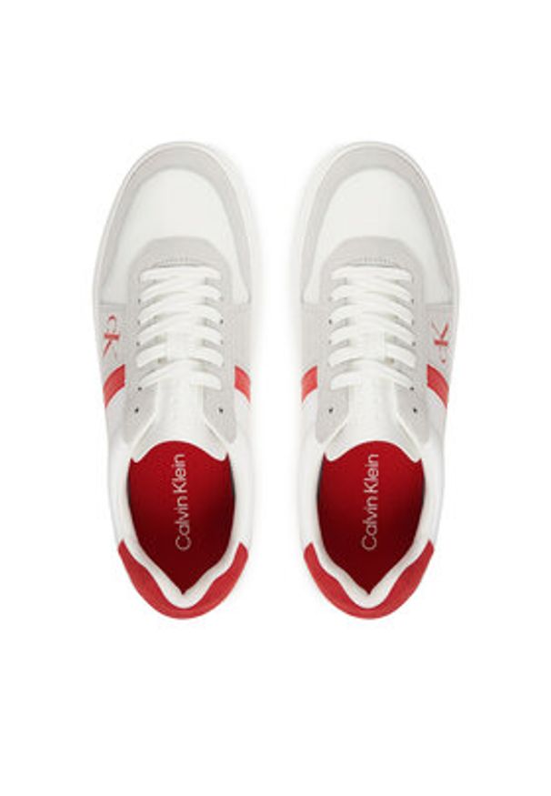 Calvin Klein Sneakersy Mixed Texture Lace Up Cupsole Trainers YM0YM01395 Biały. Kolor: biały. Materiał: skóra