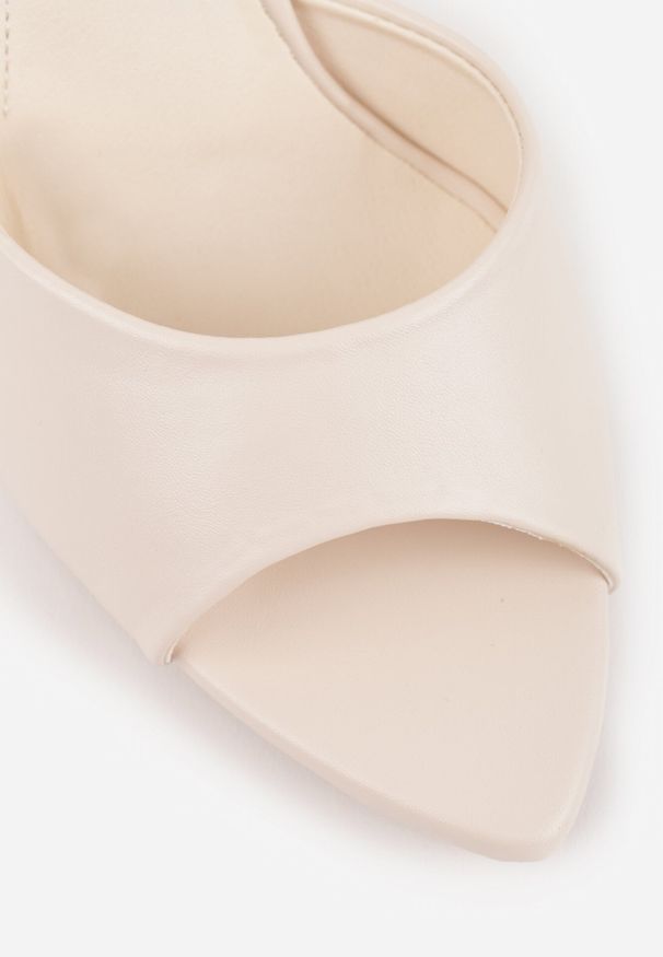 Born2be - Beżowe Eleganckie Klapki VICES na Szpilce Twinkle. Okazja: na imprezę, do pracy, na co dzień. Kolor: beżowy. Obcas: na szpilce. Styl: elegancki