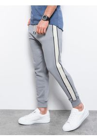 Ombre Clothing - Spodnie męskie dresowe joggery P947 - szare - XXL. Okazja: na co dzień. Kolor: szary. Materiał: dresówka. Styl: casual #6