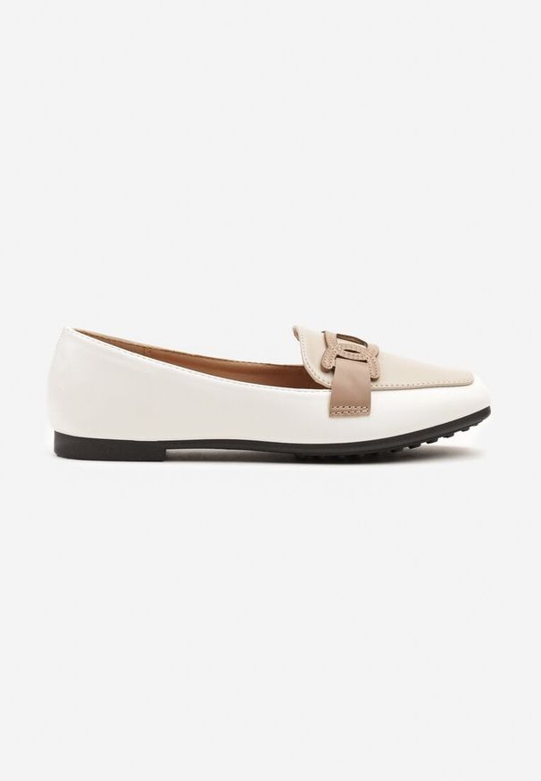 Renee - Białe Wsuwane Mokasyny z Materiałowym Paskiem Evellia. Okazja: na co dzień. Zapięcie: bez zapięcia. Kolor: biały. Materiał: materiał. Styl: elegancki, casual