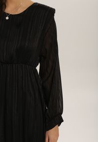 Born2be - Czarna Sukienka Dimpleglade. Kolor: czarny. Materiał: tkanina. Długość rękawa: długi rękaw. Długość: midi #4