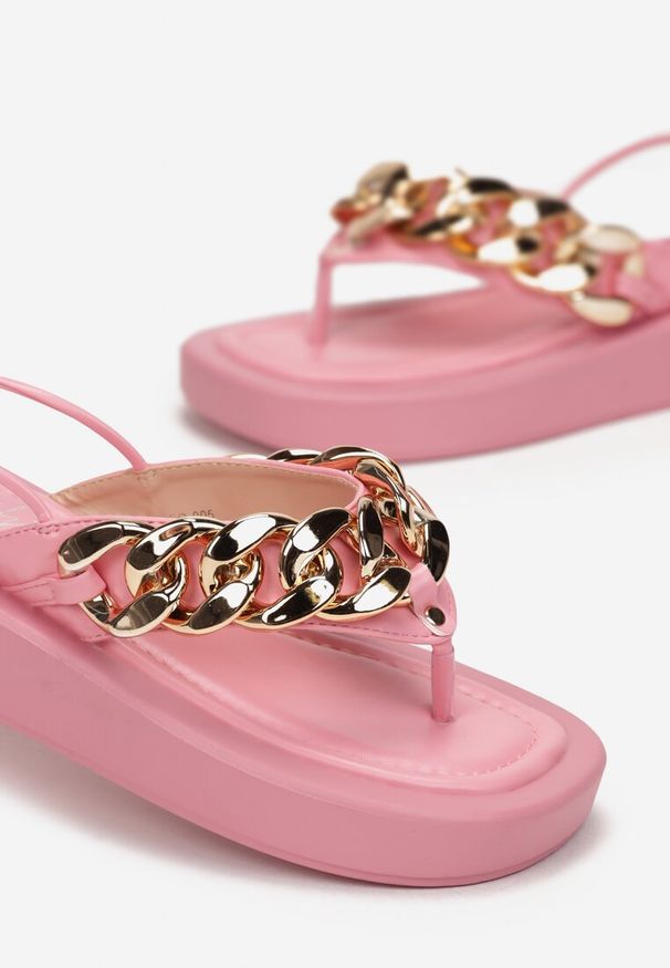 Born2be - Różowe Sndały Harmeris. Zapięcie: pasek. Kolor: różowy. Wzór: jednolity, aplikacja, kwiaty. Sezon: lato