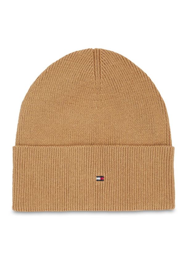 TOMMY HILFIGER - Tommy Hilfiger Czapka Essential Flag Beanie AW0AW15309 Beżowy. Kolor: beżowy. Materiał: bawełna