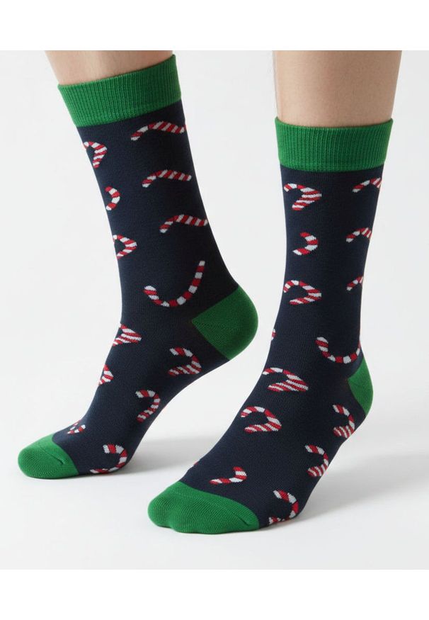 His Story - Tematyczne Skarpetki Bawełniane - Świąteczny Lizak. Kolor: niebieski. Materiał: elastan, bawełna, poliamid