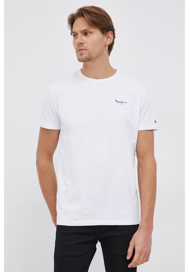 Pepe Jeans T-shirt Original Basic kolor biały z nadrukiem. Kolor: biały. Wzór: nadruk
