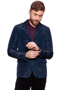 Wrangler - MĘSKA MARYNARKA WRANGLER BLAZER DARK NAVY W4742VMAE. Materiał: materiał