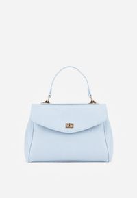 Born2be - Niebieska Elegancka Torebka Listonoszka o Fasonie Kuferka z Rączką i Klapą Thexan. Kolor: niebieski. Wzór: gładki. Styl: elegancki #1