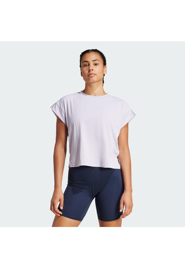 Adidas - Koszulka Studio. Kolor: szary. Materiał: materiał. Sport: joga i pilates, fitness
