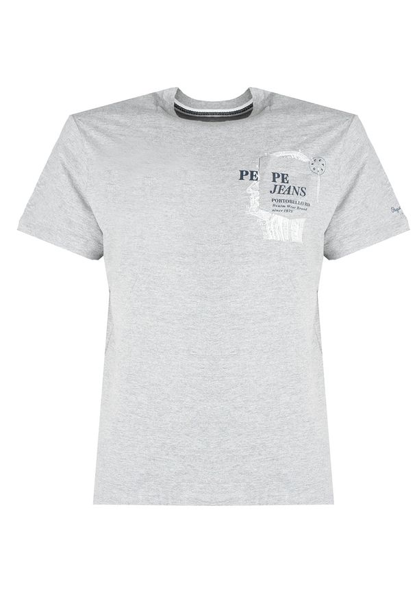 Pepe Jeans T-shirt "Sergio" | PM508023 | Sergio | Mężczyzna | Szary. Okazja: na co dzień. Kolor: szary. Materiał: bawełna, wiskoza. Wzór: aplikacja, nadruk. Styl: casual