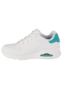 skechers - Buty do chodzenia damskie Skechers 177092WMNT. Kolor: biały, wielokolorowy, zielony. Materiał: guma, materiał, syntetyk, skóra. Szerokość cholewki: normalna. Sport: turystyka piesza