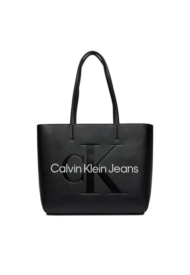 Calvin Klein Jeans Torebka Sculpted Shopper29 Mono K60K610276 Czarny. Kolor: czarny. Materiał: skórzane