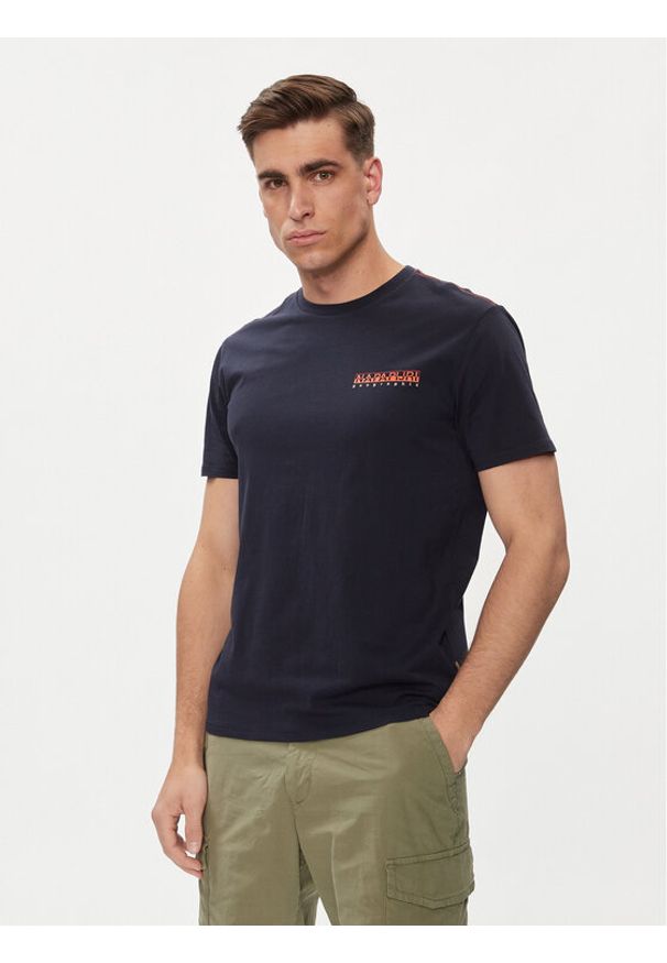 Napapijri T-Shirt S-Gras NP0A4HQN Granatowy Regular Fit. Kolor: niebieski. Materiał: bawełna