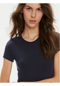 Gina Tricot T-Shirt 21287 Granatowy Slim Fit. Kolor: niebieski. Materiał: wiskoza #4