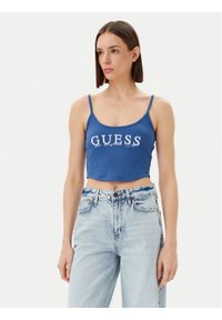 Guess Top V5GP16 K8RT2 Niebieski Regular Fit. Kolor: niebieski. Materiał: wiskoza