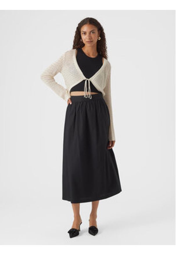 Vero Moda Kardigan Madera 10300292 Beżowy Regular Fit. Kolor: beżowy. Materiał: bawełna, syntetyk