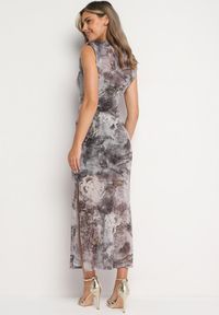 Born2be - Szara Taliowana Dopasowana Sukienka z Wiskozą i Metaliczną Nitką Ritanea. Okazja: na co dzień. Kolor: szary. Materiał: wiskoza. Typ sukienki: dopasowane. Styl: casual, elegancki #5