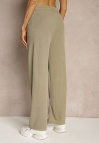 Renee - Zielone Spodnie o Szerokim Kroju High Waist Savianne. Okazja: na co dzień. Stan: podwyższony. Kolor: zielony. Sezon: wiosna. Styl: casual #4
