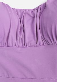 Renee - Fioletowa Długa Sukienka z Marszczonym Dekoltem i Wiązanymi Ramiączkami Rozvita. Kolor: fioletowy. Długość rękawa: na ramiączkach. Typ sukienki: rozkloszowane. Styl: wizytowy. Długość: maxi #3