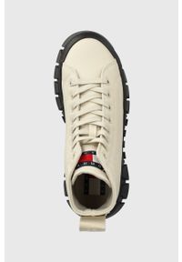 Tommy Jeans trampki TJW VULC PLT NYLON MC damskie kolor beżowy EN0EN02241. Nosek buta: okrągły. Zapięcie: sznurówki. Kolor: beżowy. Materiał: nylon. Szerokość cholewki: normalna. Obcas: na platformie. Styl: klasyczny #5