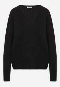 Born2be - Czarny Sweter o Klasycznym Kroju z Dekoltem V Vitiala. Kolor: czarny. Materiał: jeans. Długość rękawa: długi rękaw. Długość: długie. Styl: klasyczny #3