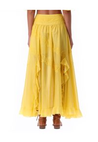 Ermanno Firenze - ERMANNO FIRENZE - Żółta spódnica z koronką i falbankami. Kolor: żółty. Materiał: koronka. Wzór: koronka. Sezon: lato, wiosna #2