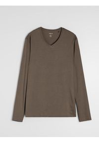 Sinsay - Bawełniana koszulka basic - brązowy. Kolor: brązowy. Materiał: bawełna