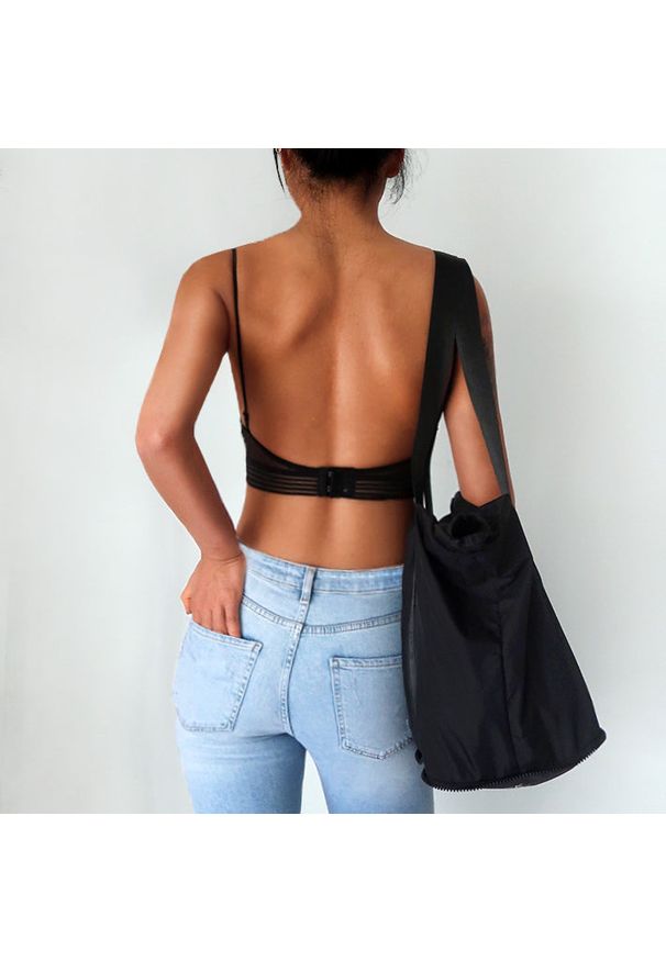 Intica - Stanik z dekoltem na plecach do codziennych stylizacji Neasa. Kolor: beżowy. Materiał: materiał, skóra