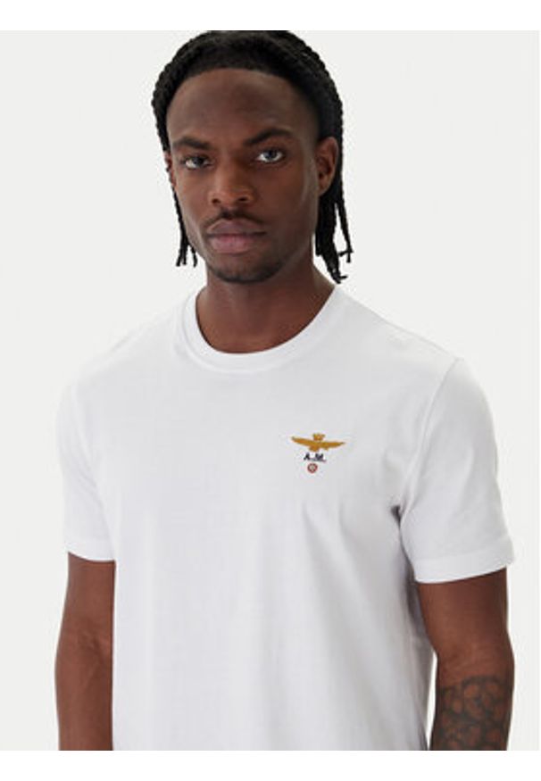 Aeronautica Militare T-Shirt 261TS1580UJ00372 Biały Regular Fit. Kolor: biały. Materiał: bawełna