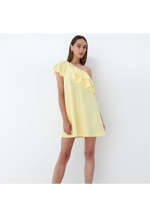 Mohito - Sukienka z falbaną - Żółty. Kolor: żółty