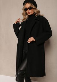 Renee - Czarny Dwurzędowy Płaszcz Oversize z Wełną Spolete. Kolor: czarny. Materiał: wełna. Styl: elegancki #5