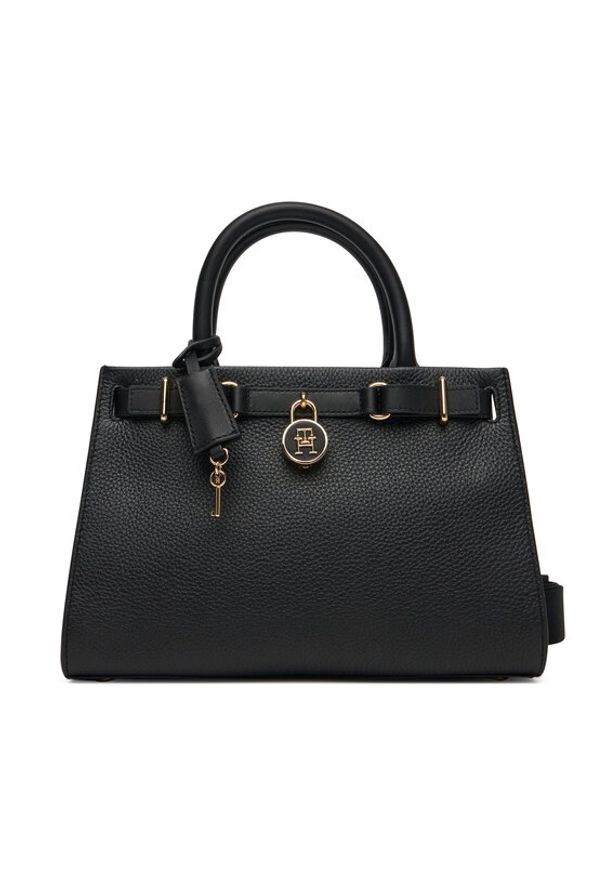 TOMMY HILFIGER - Tommy Hilfiger Torebka American Icon Mini Tote Leather AW0AW17188 Czarny. Kolor: czarny. Materiał: skórzane