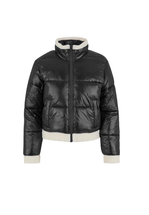 Kurtka puchowa z recyklingu damska Urban Classics Sherpa. Kolor: czarny, wielokolorowy, biały. Materiał: puch