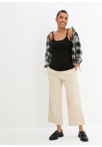 bonprix - Długi top bawełniany na cienkich ramiączkach z bawełny organicznej (2 szt.). Kolor: czarny, biały. Materiał: bawełna. Długość rękawa: na ramiączkach. Długość: długie #2