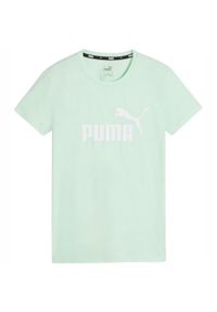 Puma - Damska Koszulka Z Logo Essential. Kolor: zielony