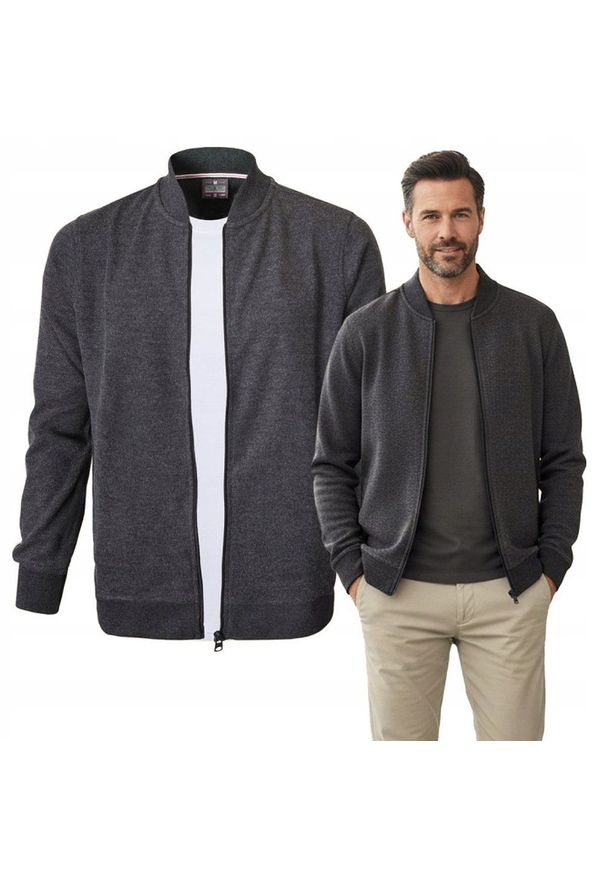 Wygodna, Rozpinana Bawełniana Bluza - Pako Jeans - Grafit. Materiał: bawełna, poliester