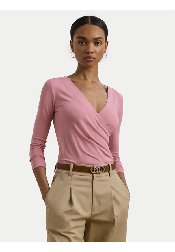Lauren Ralph Lauren - LAUREN RALPH LAUREN Bluzka 200824366027 Różowy Slim Fit. Kolor: różowy. Materiał: wiskoza