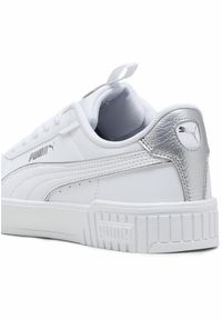 Puma - Damskie sneakersy Carina 2.0 Pop Up Metallics PUMA. Kolor: biały, wielokolorowy, szary. Materiał: skóra. Wzór: aplikacja. Sezon: lato