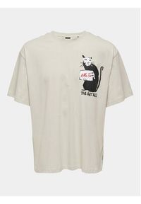 Only & Sons T-Shirt Banksy 22024752 Beżowy Relaxed Fit. Kolor: beżowy. Materiał: bawełna #3