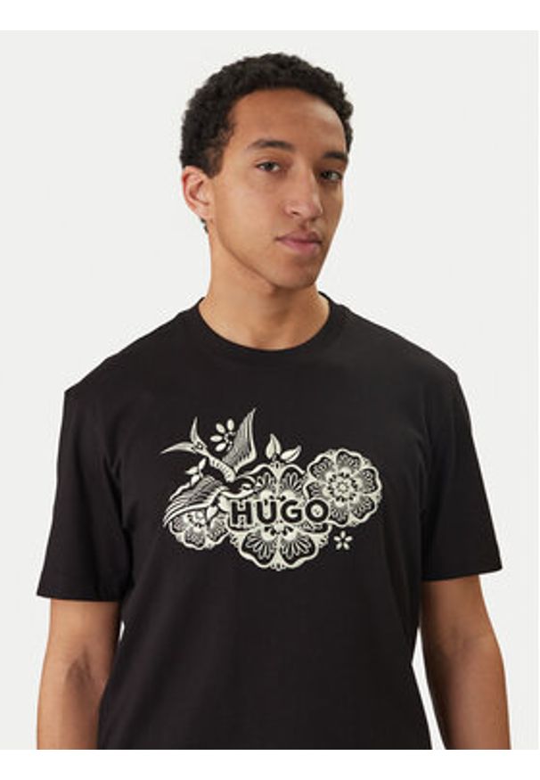 Hugo - HUGO T-Shirt Dangen 50558415 Czarny Relaxed Fit. Kolor: czarny. Materiał: bawełna