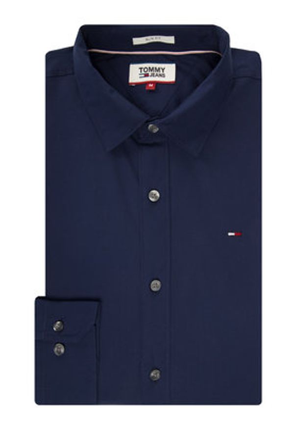 Tommy Jeans Koszula DM0DM04405 Granatowy Slim Fit. Kolor: niebieski. Materiał: bawełna