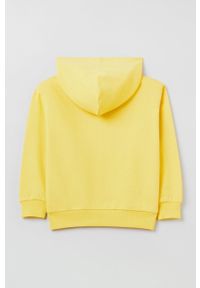 OVS bluza bawełniana dziecięca kolor żółty z kapturem z nadrukiem. Okazja: na co dzień. Typ kołnierza: kaptur. Kolor: żółty. Materiał: bawełna. Wzór: nadruk. Styl: casual